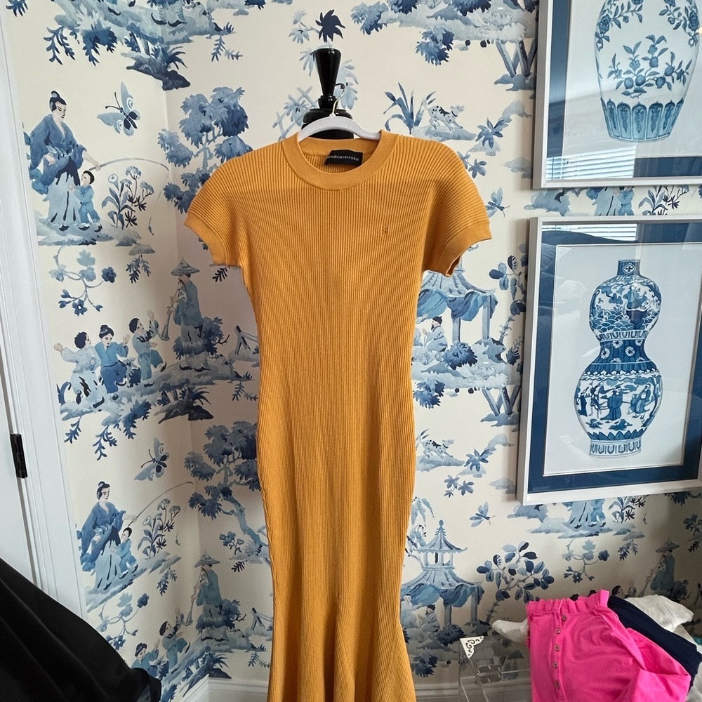 Brandon Maxwell Yellow Knit Dress